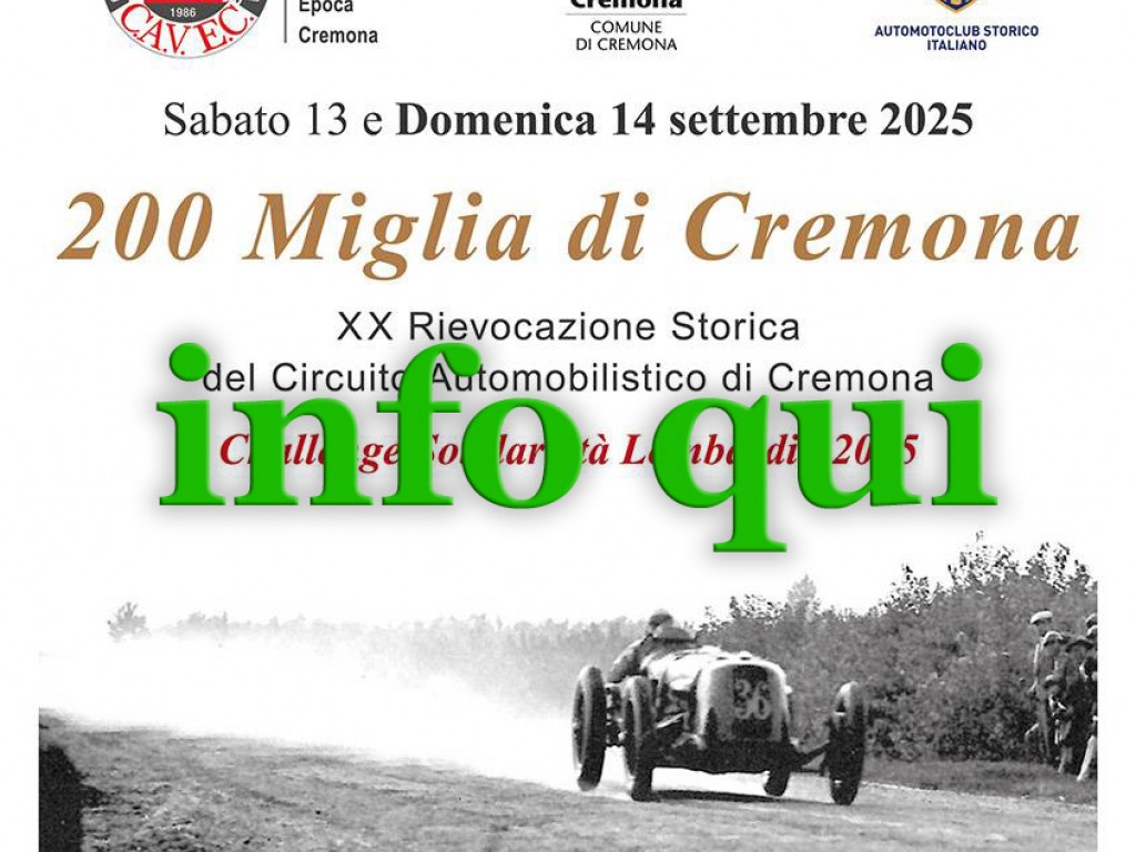 200 MIGLIA DI CREMONA - Comunicazioni di servizio